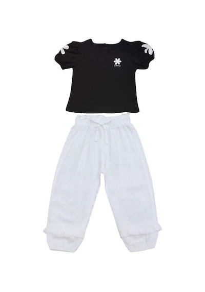 Çikoby Kız Bebek Pamuklu Pantolonlutakım-13886 Siyah