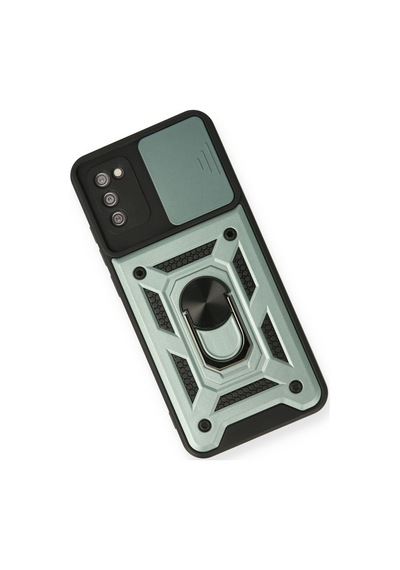 Samsung Galaxy Uyumlu   A03s Kılıf Pars Lens Yüzüklü Silikon - Yeşil