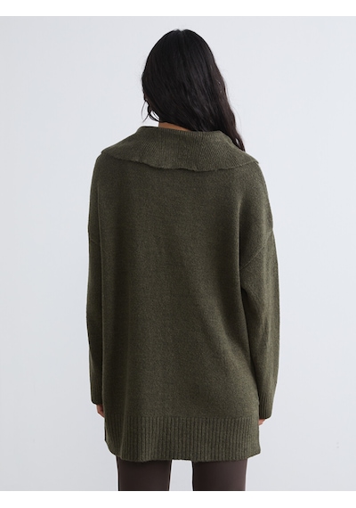 Lcw Modest Haki Polo Yaka Kadın Triko Kazak