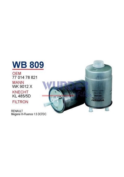 WUNDER WB809 Mazot Filtresi Renault Megane III-Fluence 1.5 Dci