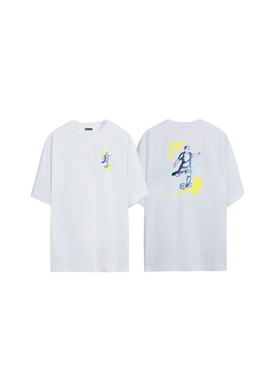 Thewert Unisex Futbol Kickball Ön Arka Baskılı Beyaz Oversize T-shirt