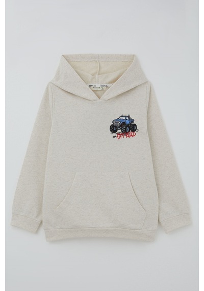 Breeze Erkek Çocuk Sweatshirt Macera Temalı Arazi Aracı Sırt Baskı Detaylı 4-8 Yaş , Bej Melanj Breeze Erkek Çocuk Sweatshirt Macera Temalı Arazi Aracı Sırt Baskı Detaylı 4-8 Yaş , Bej Melanj