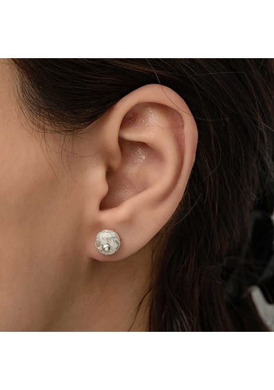 Gümüş Kazaziye Örgü Kadın Küpe 14 MM Gümüş