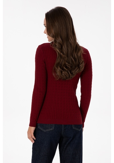 U.S. Polo Assn. Kadın Bordo Bisiklet Yaka Basic Kazak 50313626-VR014