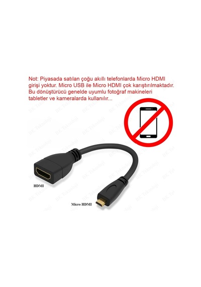 Micro Hdmı Erkek Hdmı Dişi Tablet Kamera Dönüştürücü Kablo