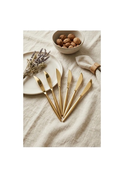 Northcity Premium 6'lı Lüks Gold Paslanmaz Çelik Yemek Bıçağı Seti 21 Cm