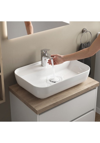 Dura Bagno Nexus Çanak Lavabo 60x40 Cm. Batarya Delikli Tezgah Üstü Beyaz 5850