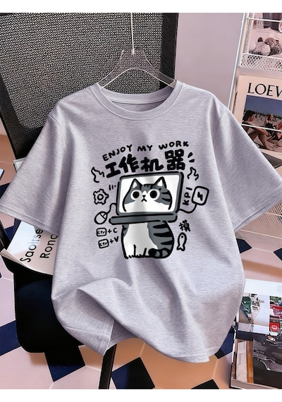 Noıssey Urban Pop Graphic Kadın Tişört Koleksiyonukod 5133 Gri