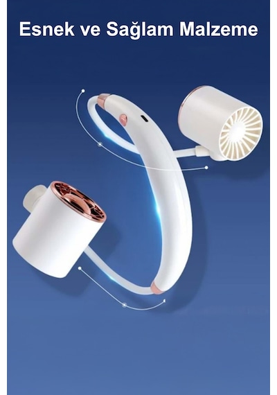 Boyun Fan Esnek Taşınabilir Usb Şarjlı 3 Kademeli Ergonomik Boyun Fanı Vantilatör Soğutucu A