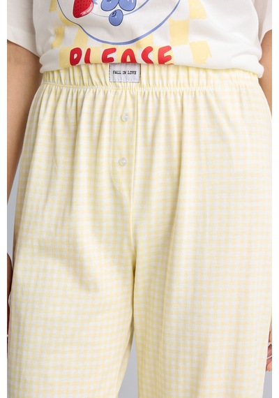 Defacto Baskılı Kısa Kollu Regular Fit 2li Pijama Takımı I8336ax26auyl83 Sarı-yl83