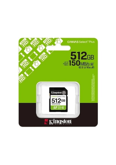 Kıngston 512gb Canvas Select Plus Gen3 Sdxc Uhs-ı U1 V10 150mb/s