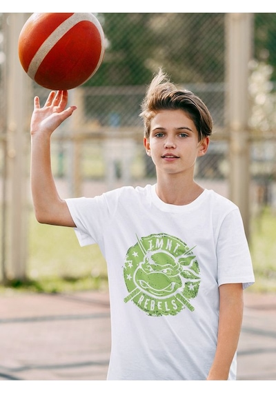 Sevbano Ninja Turtles Baskılı Unisex Kaplumbağalar Çizgi Film Çocuk Tişör Beyaz