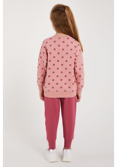 U.S. Polo Assn. Lisanslı Retro Pembe Kız Çocuk Puantiyeli Eşofman Takım Pembe