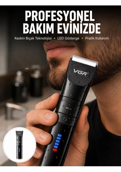 Hubrendy Tekno Şarjlı Tıraş Makinesi Dijital Ekranlı, Hızlı Şarjlı, Profesyonel Kesim Seti Yeni Nes