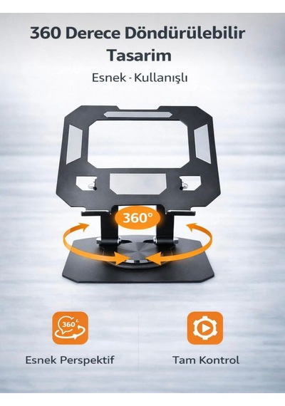 Ayarlanabilir Metal Tablet Telefon Standı 360 Dönebilen Kaymaz Taban Ergonomik Taşınabilir Stand