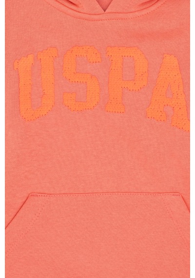 U.S. Polo Assn. Kız Çocuk Nar Çiçeği Kapüşonlu Basic Sweatshirt 50292512-VR239