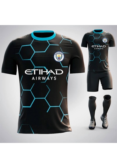 Mugees Manchester City Away Dijital Erkek Halı Saha Forması Tasarımı Futbol Forması Kişiye Özel Füme
