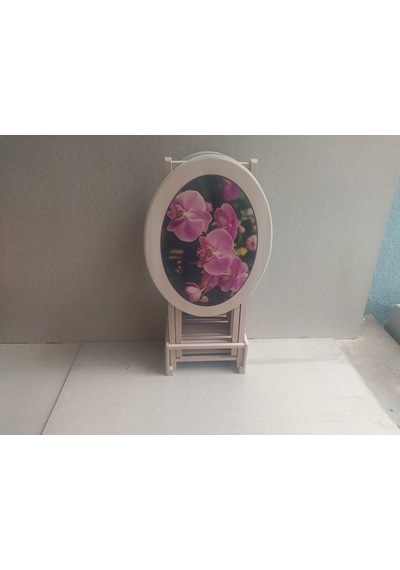 Zigon Sehpa Çanta Çiçek Motif Ham Kayın Torna Iskelet Itinalı Pa