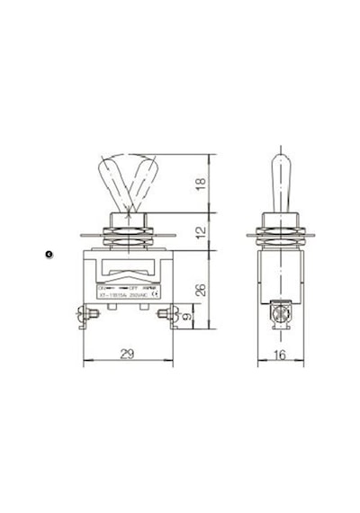 Ic-152-2S Swıon Toggle Switch 2P On-Off 12Mm 2 Bacaklı 15A Amper
