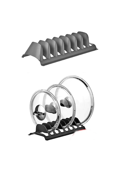 2 Adet 8 Bölmeli Tencere Kapak Rafı - Simple Tabaklık - Kapak Organizeri Belirtilmemiş