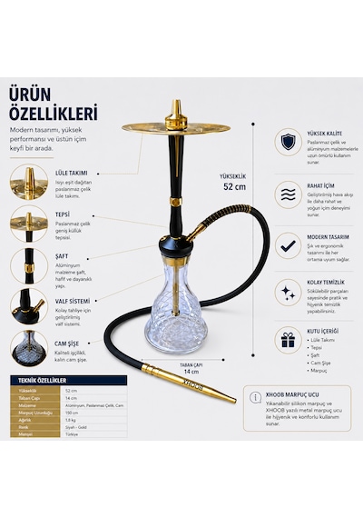 Xhoob Enzo Gold Nargile Takımı
