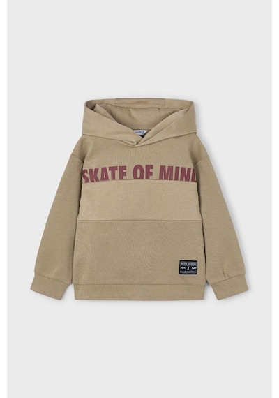 Mayoral Erkek Çocuk Yazı Baskılı Renk Bloklu Kapüşonlu Sweatshirt - Haki Lacivert