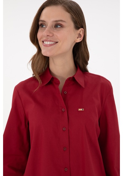 U.s. Polo Assn. Kadın Vişne Gömlek Desenli 50297103-vr223 Vişne