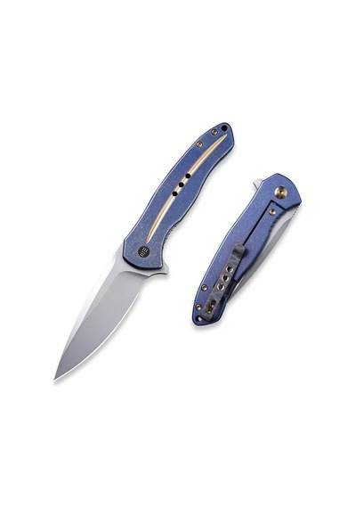 We Knife Kitefin Blue Ti Handle With A Golden Groove On Presentation Handle Polished Bead Blasted Cpm S35vn Blade Kamp Çakı Mavi We Knife Kitefin Blue Ti Handle With A Golden Groove On Presentation Handle Polished Bead Blasted Cpm S35vn Blade Kamp Çakı Mavi