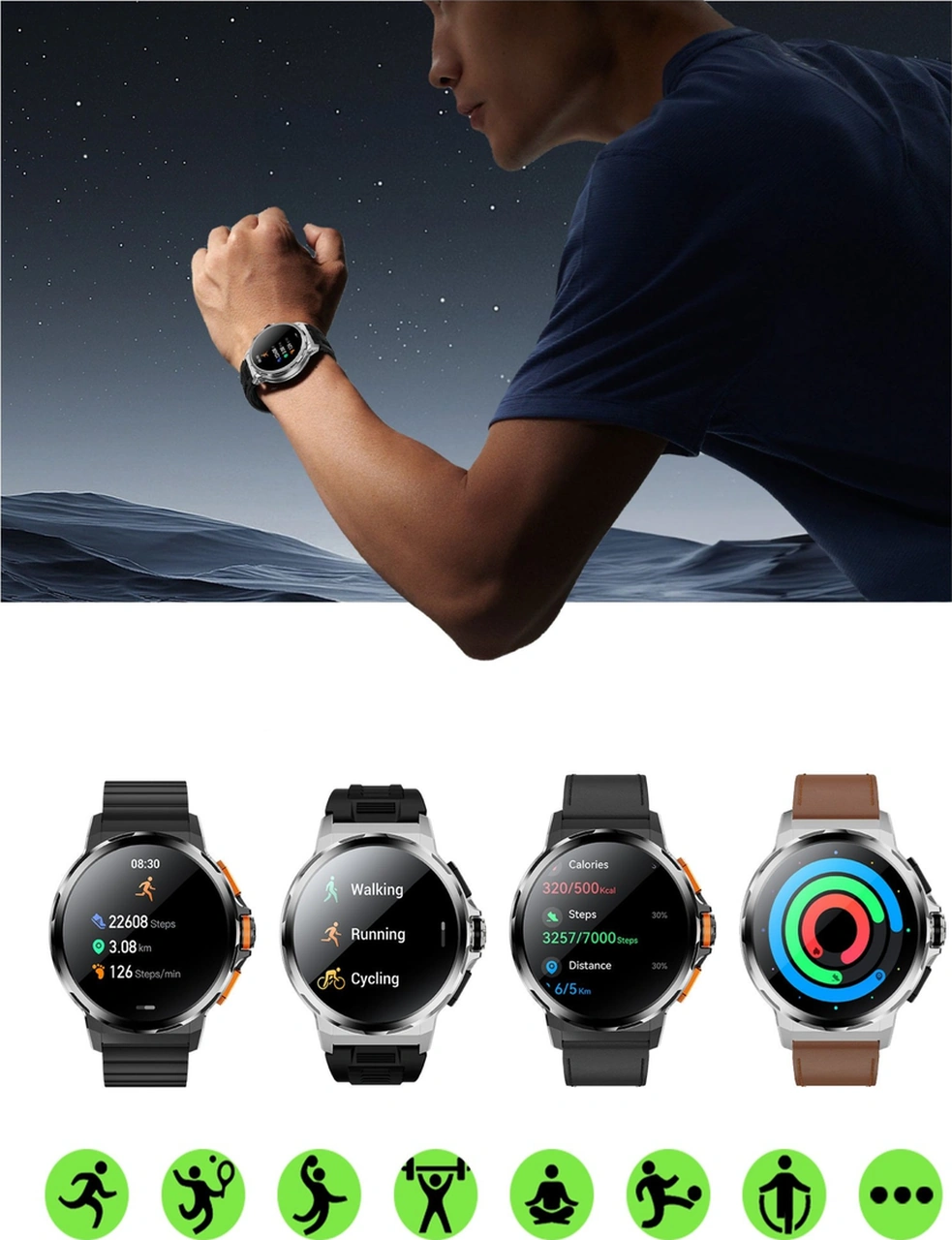 Kalobee SK43 1.65" 48 MM Amoled Ekran Akıllı Saat + 3 Kordon (İthalatçı Garantili)