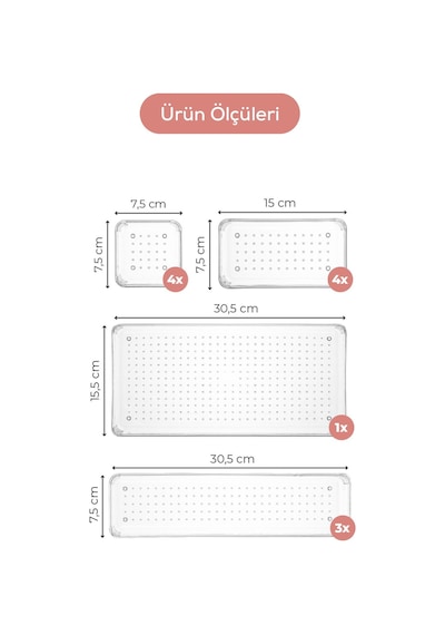 Vienev 12li Dolap İçi - Çekmece İçi Takı Makyaj Düzenleyici Organizer Şeffaf