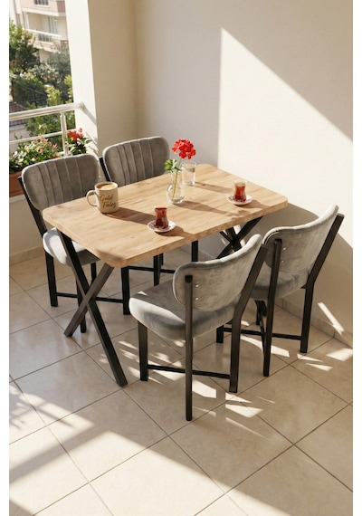 Reyo Falez Elma 110x70 Cm Masa Takımı 4 Sandalyeli Modern Mutfak Balkon Kafe Yemek Masası Seti Atlantik Çam - Gri 9884 Reyo Falez Elma 110x70 Cm Masa Takımı 4 Sandalyeli Modern Mutfak Balkon Kafe Yemek Masası Seti Atlantik Çam - Gri 9884