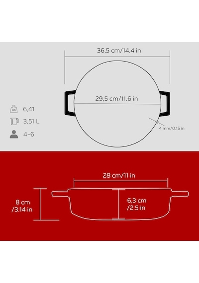 Lava Casserole Çok Fonksiyonlu, 3.40 Litre Lvyst28k2r, Kırmızı/siyah Genel