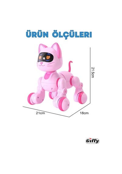 Oyuncak Full Fonksiyon Uzaktan Kumandalı El Sensörlü Şarjlı Işıklı Müzikli Dansçı Robot Kedi Pembe