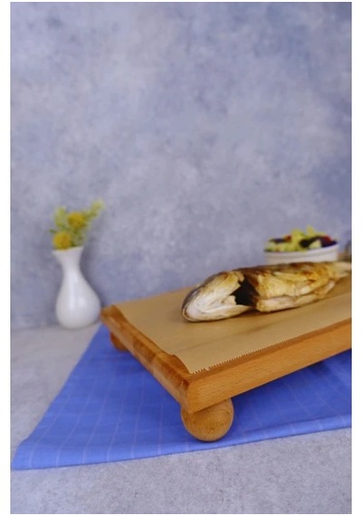 Justwood Risus Top Ayaklı 25x40 Cm Ahşap Dikdörtgen Pasta Sunum Servis Tabağı Kahverengi