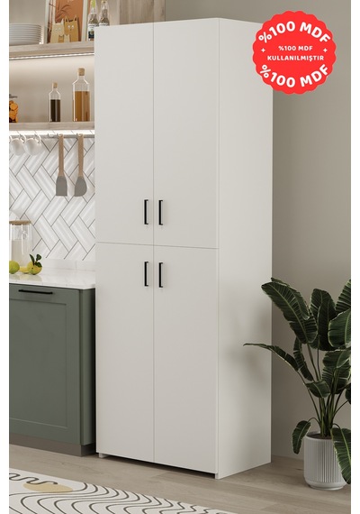 Tamamı Mdf Çok Amaçlı Mutfak Banyo Kiler Beyaz