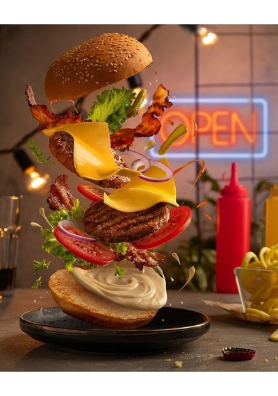 Hamburger 2 Kanvas Tablo Ev Duvar Salon Ofis Dükkan Hediyelik Dekarasyon Süsü