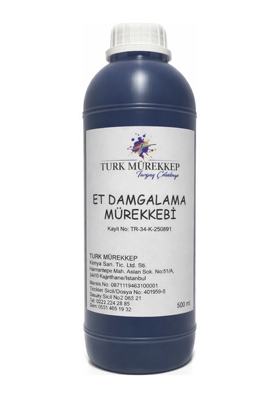 Turk Mürekkep Et Damgalama - Markalama Mürekkebi 500 ML Mor - mavi