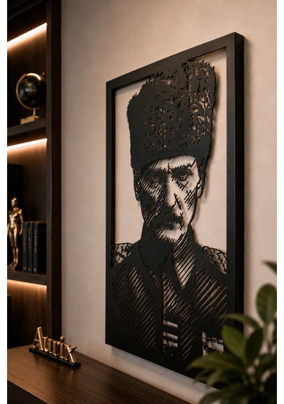 Mustafa Kemal Atatürk Portresi Metal Duvar Tablosu 44x69cm Modern Dekoratif Duvar Tablosu