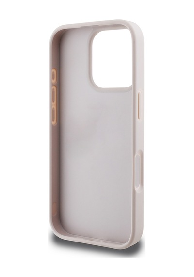 Apple Uyumlu iPhone 16 Pro Kılıf Guess Lisanslı Pu Deri Şerit Logo Dizaynlı Kapak Pembe