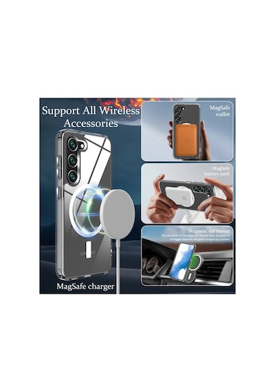 Samsung Uyumlu Galaxy S23 Kılıf Magneticsafe Şeffaf Silikon - Şeffaf 0.2M-Çok Renkli