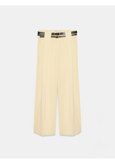 Dilvin 72670 Çift Kemerli Pileli Pantolon-sarı