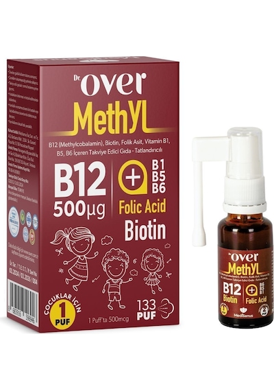 Dr. Over B12 Plus Biotin Folik Asit Vitamin B1 B5 B6 İçeren Takviye Edici Gıda 2 x 20 ML