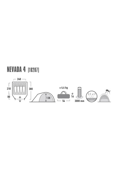 High Peak Nevada 4 Kişilik Çadır Beyaz - Kırmızı