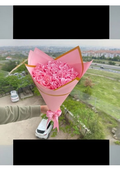 25 Adet Pembe Gül Buketi Açık Pembe