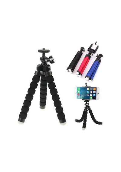 Sünger Ayaklı Akrobat Tripod 19 Cm Bükülen Üç Ayaklı Ahtapot Akrobatik Tripod Mavi