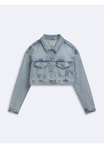 LTB Merlına Crop Baskılı Light İndigo Jean Ceket