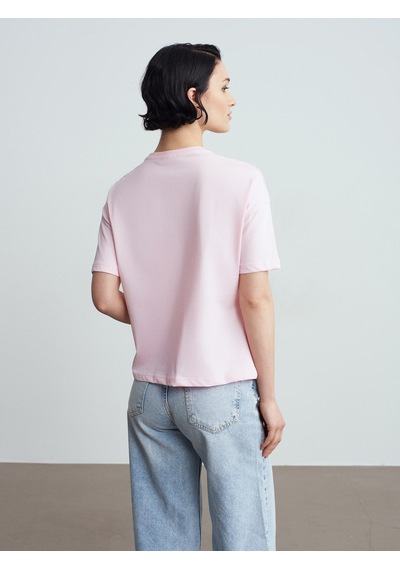 Dilvin 3683 Basic T-shirt-toz Pembe Toz Pembe