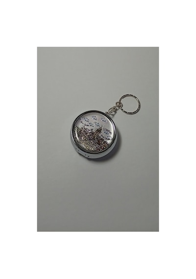 Mini - Taşınabilir Cep Küllüğü Mini Cep Küllüğü Anahtarlıklı - Çanta Küllüğü 5cm - Galata Kulesi Desenli Kapaklı Metal Mini Kül Tabağı