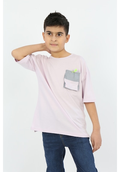 Toontoy Kids Toontoy Erkek Çocuk Göğsü Cepli Tişört Açık Lila