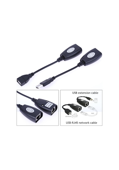 Usb Extender Cat5 Cat6 Kablosu Üzerinden Lan Uzatma Adaptörü 45M